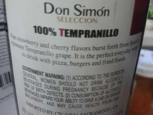 Don Simon Seleccion Tempranillo Back Label